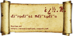 Árpási Mátyás névjegykártya
