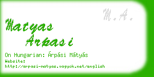 matyas arpasi business card